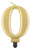 Number Metallic Gold Number 0 Candle, Cake Candle