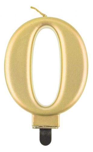 Number Metallic Gold Number 0 Candle, Cake Candle