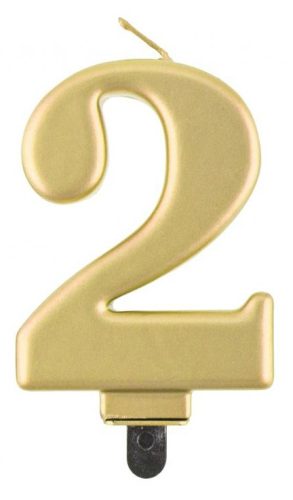 Number Metallic Golden number 2 candle, cake candle