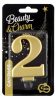 Number Metallic Golden number 2 candle, cake candle