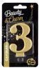 Number Metallic Gold number 3 candle, cake candle