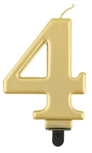 Number Metallic Gold number 4 candle, cake candle