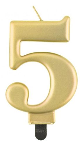 Number Metallic Gold number 5 candle, cake candle