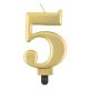 Number Metallic Gold number 5 candle, cake candle