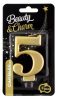 Number Metallic Gold number 5 candle, cake candle