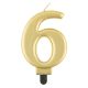 Number Metallic Gold number 6 candle, cake candle