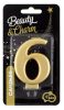 Number Metallic Gold number 6 candle, cake candle