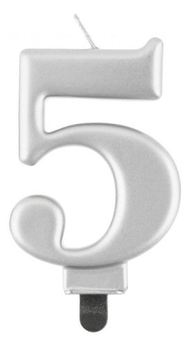 Number Metallic Silver number 5 candle, cake candle