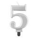 Number Metallic Silver number 5 candle, cake candle