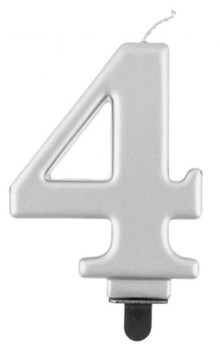 Number Metallic Silver number 4 candle, birthday candle