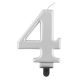 Number Metallic Silver number 4 candle, birthday candle