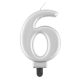 Number Metallic Silver number 6 birthday candle