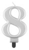 Number Metallic Silver number 8 candle, cake candle