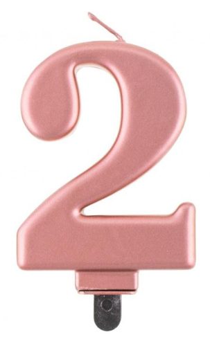 Number Metallic Rose Gold number candle 2, cake candle