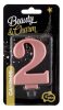 Number Metallic Rose Gold number candle 2, cake candle