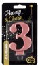 Number Metallic Rose Gold Number 3 Candle, Cake Candle