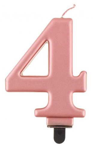 Number Metallic Rose Gold number candle 4, cake candle