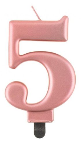 Number Metallic Rose Gold number 5 candle, birthday candle