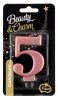 Number Metallic Rose Gold number 5 candle, birthday candle