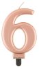 Number Metallic Rose Gold Number 6 Candle, Cake Candle