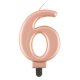 Number Metallic Rose Gold Number 6 Candle, Cake Candle