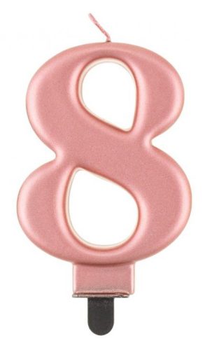 Number Metallic Rose Gold number 8 cake candle