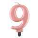 Number Metallic Rose Gold Number 9 Candle, Cake Candle