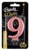 Number Metallic Rose Gold Number 9 Candle, Cake Candle