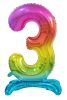 Number Rainbow Colorful Number 3 Foil Balloon with Base 74 cm