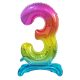 Number Rainbow Colorful Number 3 Foil Balloon with Base 74 cm