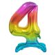 Number Rainbow Colorful Number 4 Foil Balloon with Base 74 cm