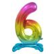 Number Rainbow Colorful number 6 foil balloon with base 74 cm