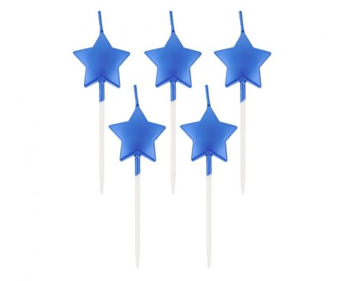 Star Metallic Blue Star, Blue cake candle, candle set 5 pcs