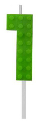 Blocks Green Blocks Building Block Number 1 Green Birthday Candle, numeral candle