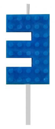 Blocks Blue Blocks Building Block Number 3 Blue Birthday Candle, Numeral Candle