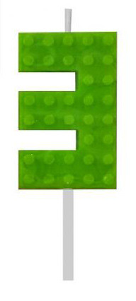 Blocks Green Blocks Building Block No. 3 Green Cake Candle, Number Candle