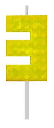 Blocks Yellow Blocks Building Block No. 3 Yellow Birthday Candle, Number Candle