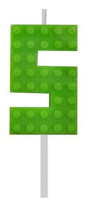 Blocks Green Blocks Building Block Number Candle, Cake Candle 5 Green