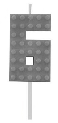 Blocks Grey Blocks Building block candle number 6 Grey cake candle