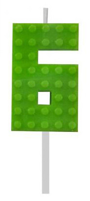 Blocks Green Blocks Building block candle number 6 Green, number candle