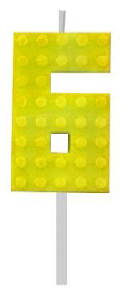 Blocks Yellow Blocks Building Block 6 Yellow Cake Candle, Number Candle