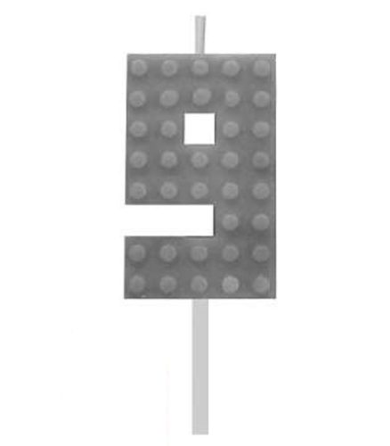 Blocks Grey Blocks Building Block 9 Grey Candle, Number Candle