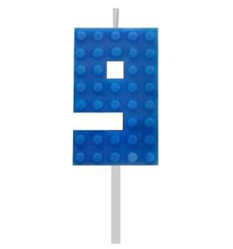 Blocks Blue Blocks Building Block Number 9 Blue Cake Candle, Number Candle