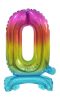 Number Rainbow Colorful Mini Number 0 Foil Balloon with Base 38 cm