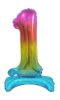 Number Rainbow Colorful mini number 1 foil balloon with base 38 cm