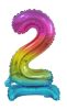 Number Rainbow Colorful Mini Number 2 Foil Balloon with Base 38 cm