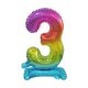 Number Rainbow Colorful mini number 3 foil balloon with base 38 cm