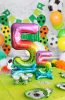 Number Rainbow Colorful mini number 5 foil balloon with base 38 cm