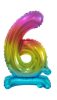 Number Rainbow Colorful Mini 6 Number Foil Balloon with Base 38 cm