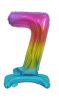 Number Rainbow Colorful mini number 7 foil balloon with base 38 cm